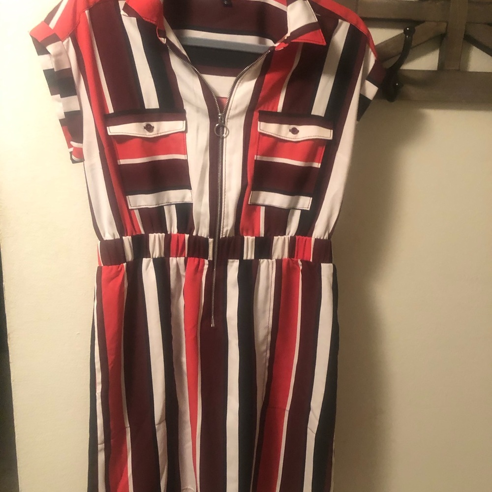 Collard zip front dress